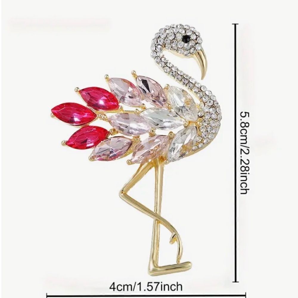 𩷠Betsey Johnson stunningâ&âsparklingâflamingoâbroochâ𩷠- Picture 5 of 7